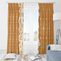 Personalised Tufi Tapa and Tattoo Festival Window Curtain Oro Tapa Cloth With Plumeria LT14 - Polynesian Pride