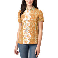 Personalised Tufi Tapa and Tattoo Festival Women Polo Shirt Oro Tapa Cloth With Plumeria - Polynesian Pride