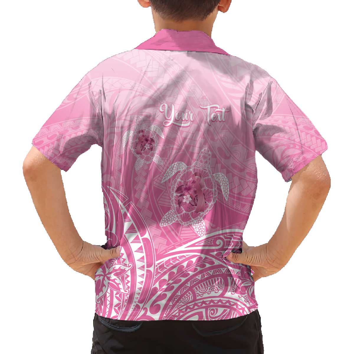 Personalised Polynesia Breast Cancer Awareness Family Matching Off The Shoulder Long Sleeve Dress and Hawaiian Shirt No One Fights Alone Turtle Ribbon - Pink Version LT14 - Polynesian Pride