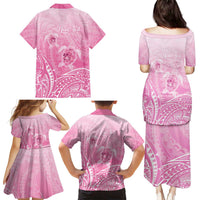 Personalised Polynesia Breast Cancer Awareness Family Matching Puletasi and Hawaiian Shirt No One Fights Alone Turtle Ribbon - Pink Version LT14 - Polynesian Pride
