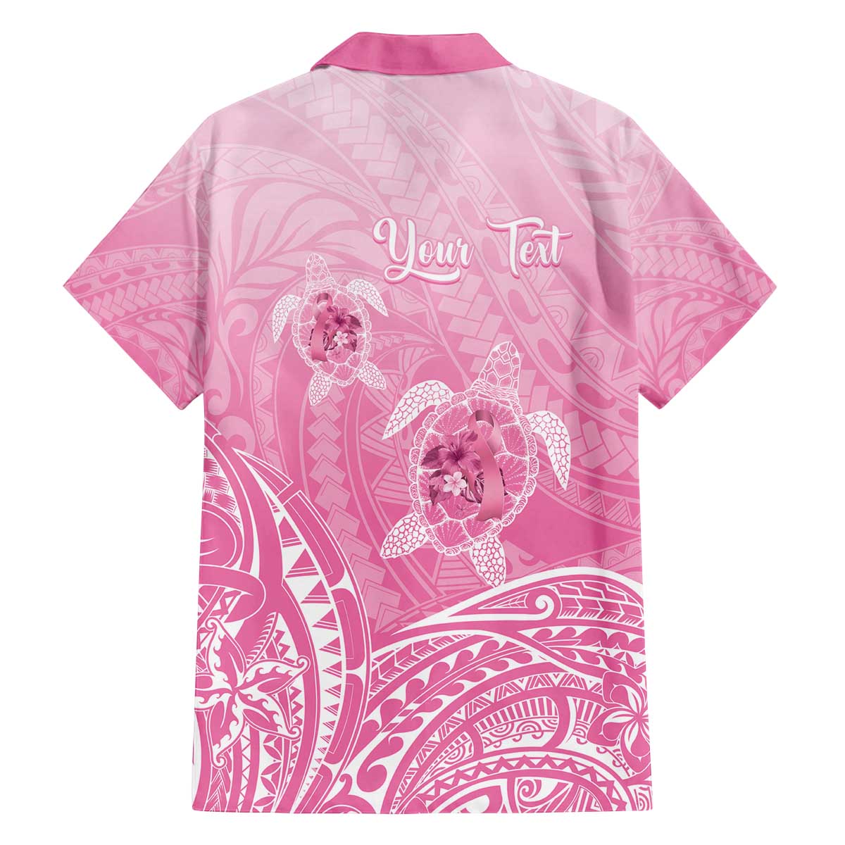 Personalised Polynesia Breast Cancer Awareness Family Matching Puletasi and Hawaiian Shirt No One Fights Alone Turtle Ribbon - Pink Version LT14 - Polynesian Pride