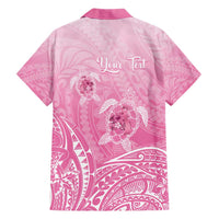 Personalised Polynesia Breast Cancer Awareness Family Matching Short Sleeve Bodycon Dress and Hawaiian Shirt No One Fights Alone Turtle Ribbon - Pink Version LT14 - Polynesian Pride