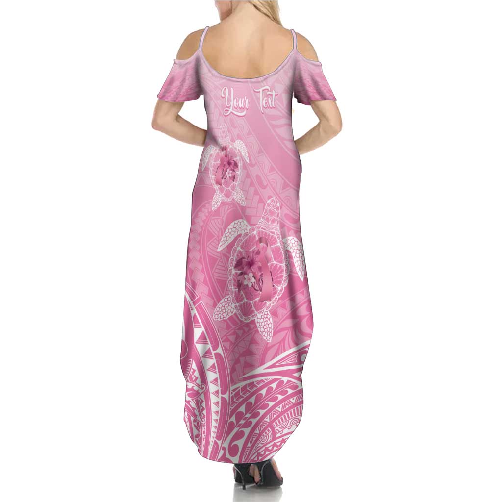 Personalised Polynesia Breast Cancer Awareness Family Matching Summer Maxi Dress and Hawaiian Shirt No One Fights Alone Turtle Ribbon - Pink Version LT14 - Polynesian Pride