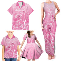 Personalised Polynesia Breast Cancer Awareness Family Matching Tank Maxi Dress and Hawaiian Shirt No One Fights Alone Turtle Ribbon - Pink Version LT14 - Polynesian Pride