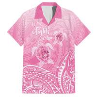Personalised Polynesia Breast Cancer Awareness Family Matching Tank Maxi Dress and Hawaiian Shirt No One Fights Alone Turtle Ribbon - Pink Version LT14 Dad's Shirt - Short Sleeve Pink - Polynesian Pride