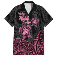 Personalised Polynesia Breast Cancer Awareness Family Matching Long Sleeve Bodycon Dress and Hawaiian Shirt No One Fights Alone Turtle Ribbon - Black Version LT14 Dad's Shirt - Short Sleeve Black - Polynesian Pride