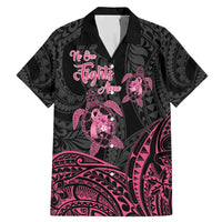 Personalised Polynesia Breast Cancer Awareness Family Matching Mermaid Dress and Hawaiian Shirt No One Fights Alone Turtle Ribbon - Black Version LT14 Dad's Shirt - Short Sleeve Black - Polynesian Pride