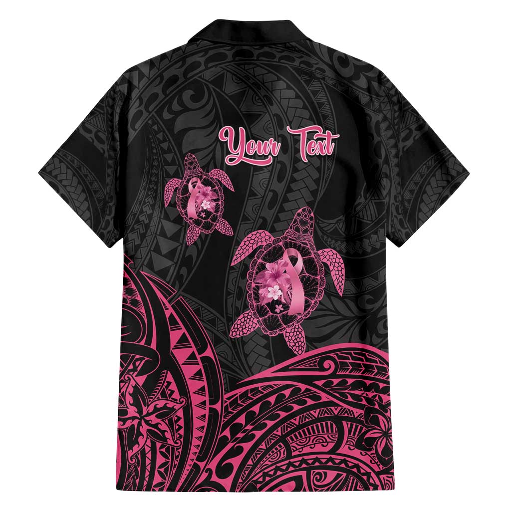Personalised Polynesia Breast Cancer Awareness Family Matching Short Sleeve Bodycon Dress and Hawaiian Shirt No One Fights Alone Turtle Ribbon - Black Version LT14 - Polynesian Pride