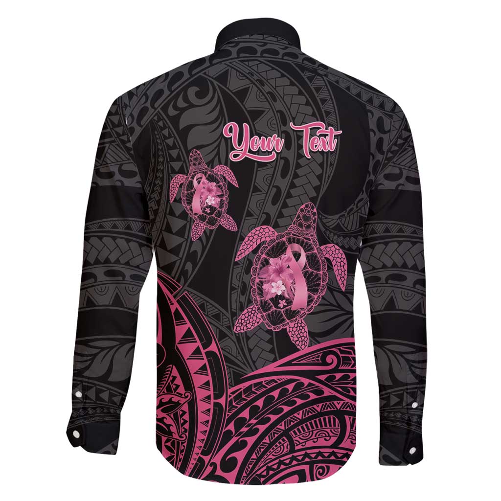 Personalised Polynesia Breast Cancer Awareness Family Matching Summer Maxi Dress and Hawaiian Shirt No One Fights Alone Turtle Ribbon - Black Version LT14 - Polynesian Pride