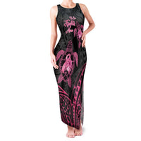 Personalised Polynesia Breast Cancer Awareness Family Matching Tank Maxi Dress and Hawaiian Shirt No One Fights Alone Turtle Ribbon - Black Version LT14 Mom's Dress Black - Polynesian Pride