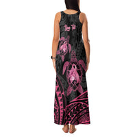 Personalised Polynesia Breast Cancer Awareness Family Matching Tank Maxi Dress and Hawaiian Shirt No One Fights Alone Turtle Ribbon - Black Version LT14 - Polynesian Pride