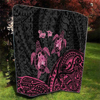Personalised Polynesia Breast Cancer Awareness Quilt No One Fights Alone Turtle Ribbon - Black Version LT14 - Polynesian Pride