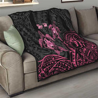 Personalised Polynesia Breast Cancer Awareness Quilt No One Fights Alone Turtle Ribbon - Black Version LT14 - Polynesian Pride