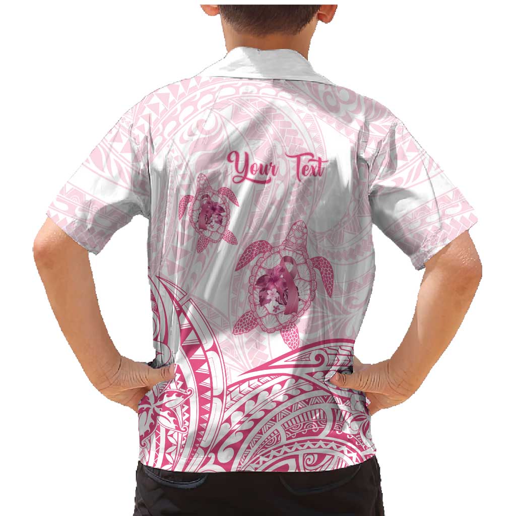 Personalised Polynesia Breast Cancer Awareness Family Matching Mermaid Dress and Hawaiian Shirt No One Fights Alone Turtle Ribbon - White Version LT14 - Polynesian Pride