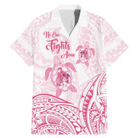 Personalised Polynesia Breast Cancer Awareness Family Matching Mermaid Dress and Hawaiian Shirt No One Fights Alone Turtle Ribbon - White Version LT14 Dad's Shirt - Short Sleeve White - Polynesian Pride
