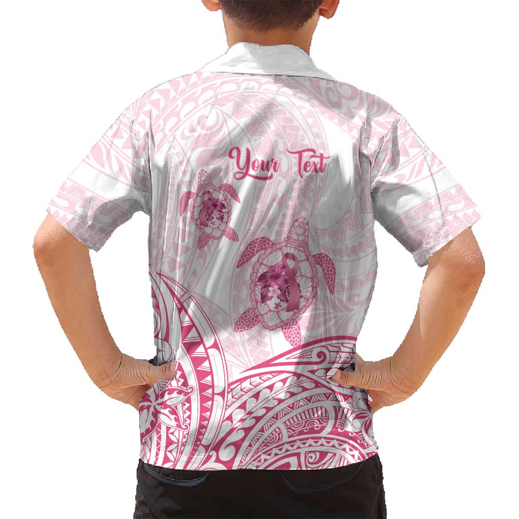 Personalised Polynesia Breast Cancer Awareness Family Matching Off Shoulder Maxi Dress and Hawaiian Shirt No One Fights Alone Turtle Ribbon - White Version LT14 - Polynesian Pride