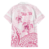 Personalised Polynesia Breast Cancer Awareness Family Matching Off Shoulder Maxi Dress and Hawaiian Shirt No One Fights Alone Turtle Ribbon - White Version LT14 - Polynesian Pride
