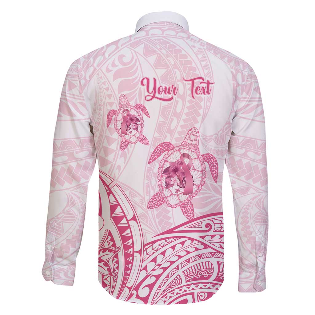 Personalised Polynesia Breast Cancer Awareness Family Matching Off Shoulder Maxi Dress and Hawaiian Shirt No One Fights Alone Turtle Ribbon - White Version LT14 - Polynesian Pride