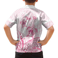 Personalised Polynesia Breast Cancer Awareness Family Matching Puletasi and Hawaiian Shirt No One Fights Alone Turtle Ribbon - White Version LT14 - Polynesian Pride