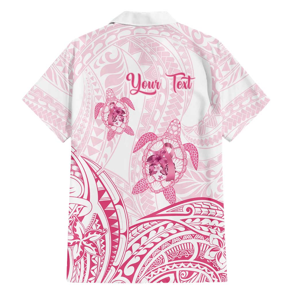 Personalised Polynesia Breast Cancer Awareness Family Matching Short Sleeve Bodycon Dress and Hawaiian Shirt No One Fights Alone Turtle Ribbon - White Version LT14 - Polynesian Pride