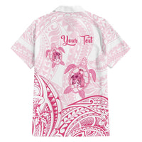 Personalised Polynesia Breast Cancer Awareness Family Matching Short Sleeve Bodycon Dress and Hawaiian Shirt No One Fights Alone Turtle Ribbon - White Version LT14 - Polynesian Pride