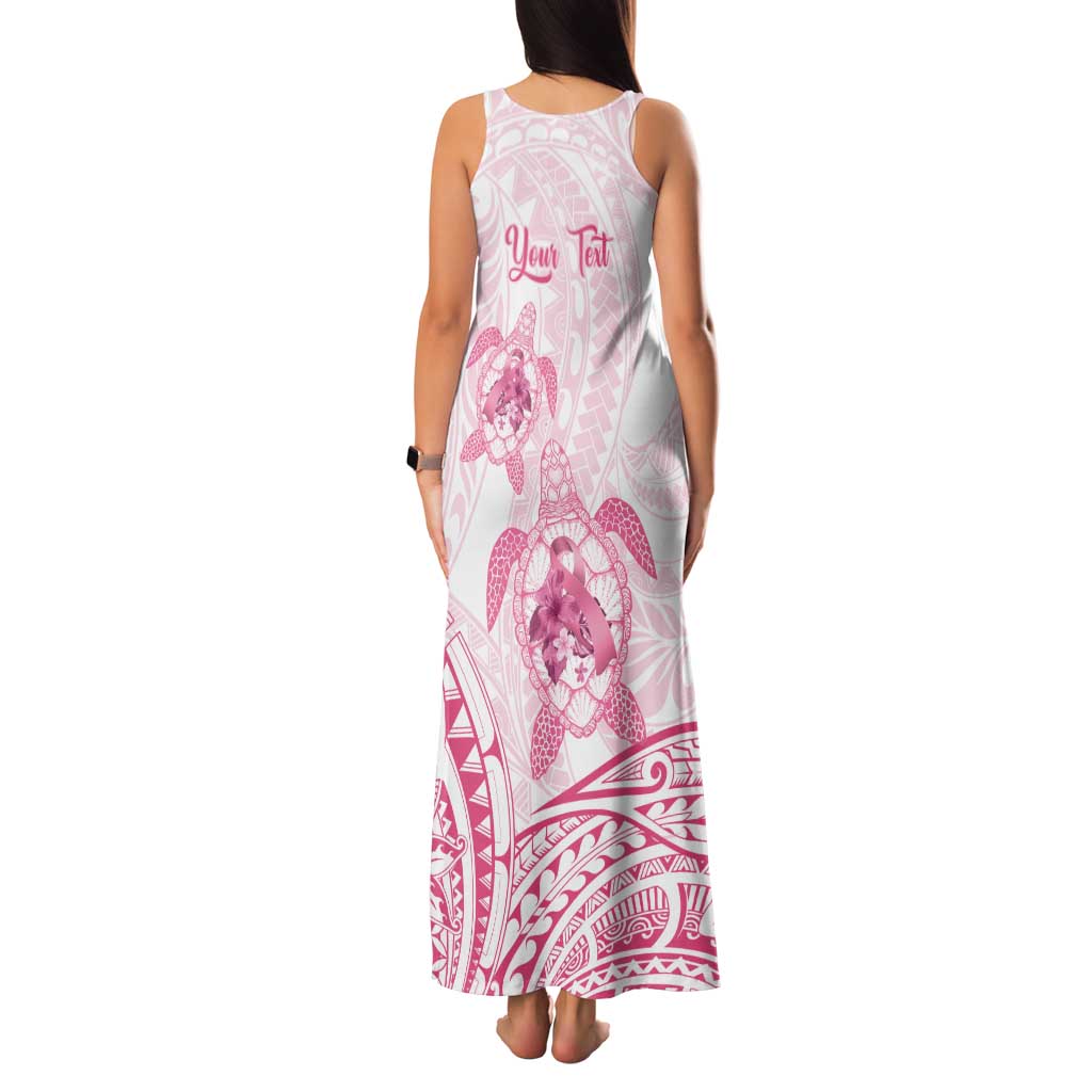 Personalised Polynesia Breast Cancer Awareness Family Matching Tank Maxi Dress and Hawaiian Shirt No One Fights Alone Turtle Ribbon - White Version LT14 - Polynesian Pride