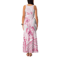 Personalised Polynesia Breast Cancer Awareness Family Matching Tank Maxi Dress and Hawaiian Shirt No One Fights Alone Turtle Ribbon - White Version LT14 - Polynesian Pride