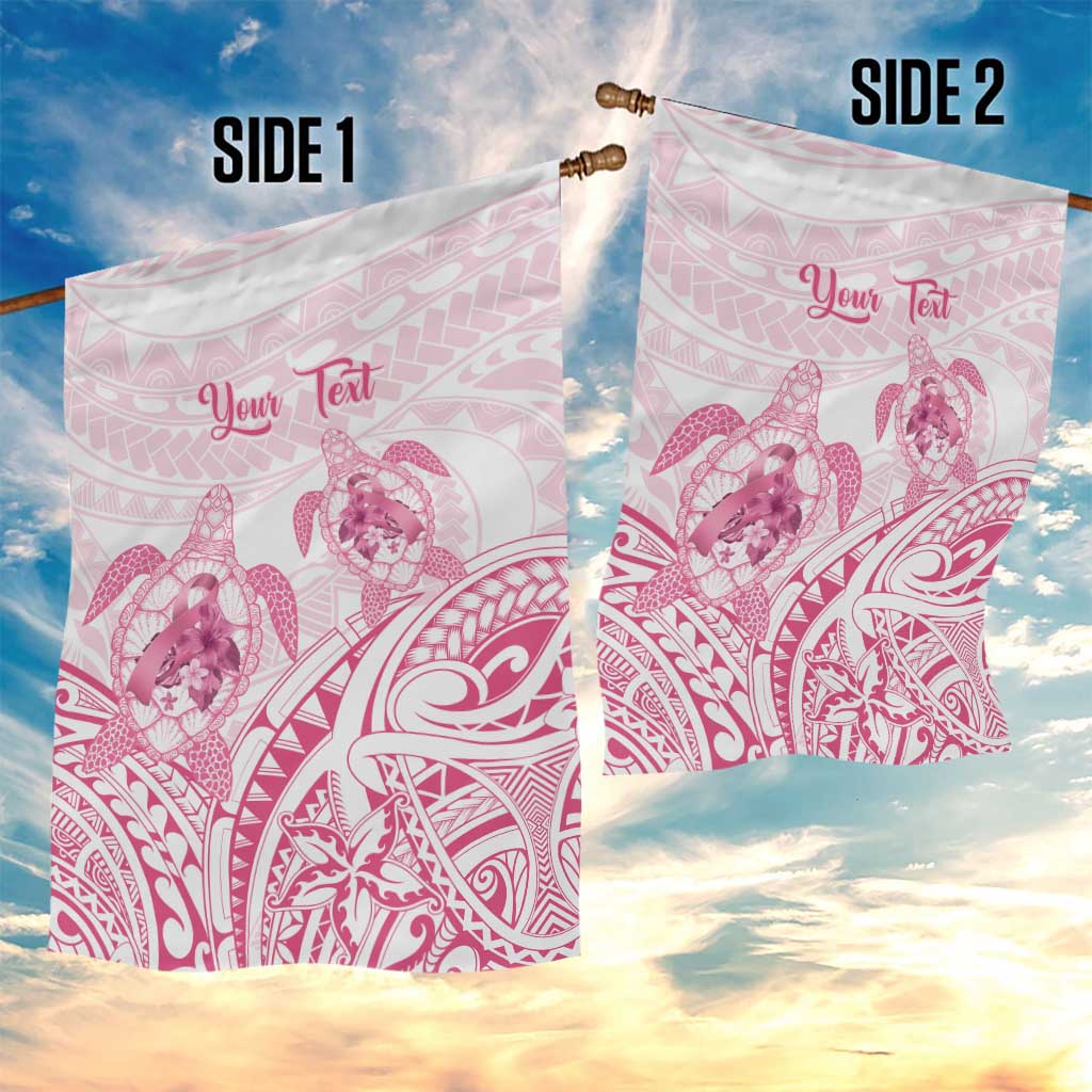 Personalised Polynesia Breast Cancer Awareness Garden Flag No One Fights Alone Turtle Ribbon - White Version LT14 - Polynesian Pride