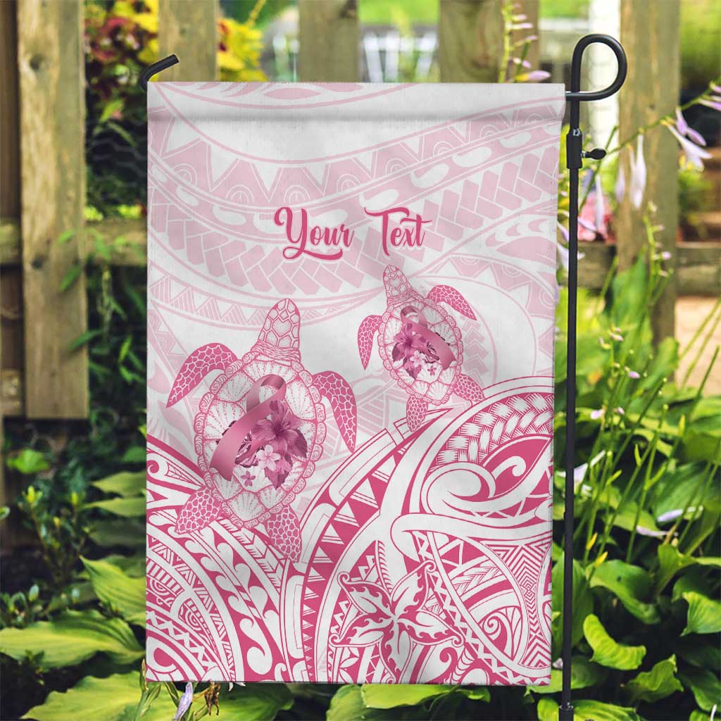 Personalised Polynesia Breast Cancer Awareness Garden Flag No One Fights Alone Turtle Ribbon - White Version LT14 Garden Flag White - Polynesian Pride