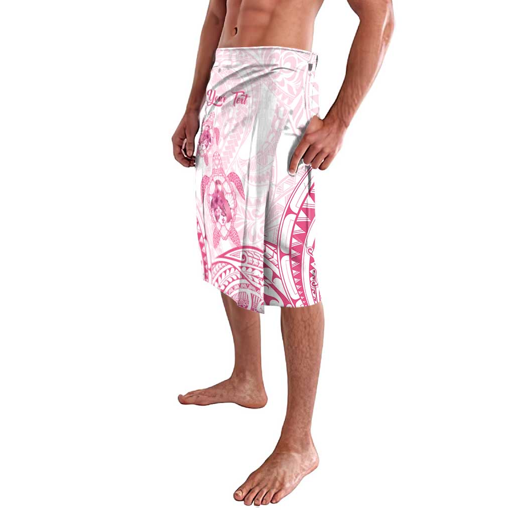 Personalised Polynesia Breast Cancer Awareness Lavalava No One Fights Alone Turtle Ribbon - White Version