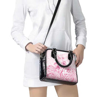 Personalised Polynesia Breast Cancer Awareness Shoulder Handbag No One Fights Alone Turtle Ribbon - White Version LT14 - Polynesian Pride