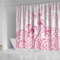 Personalised Polynesia Breast Cancer Awareness Shower Curtain No One Fights Alone Turtle Ribbon - White Version LT14 - Polynesian Pride