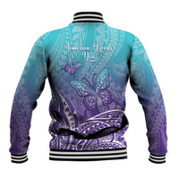 Polynesia Suicide Prevention Month Baseball Jacket Butterfly Purple And Teal Ribbon Tomorrow Needs You