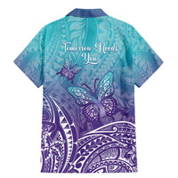 Polynesia Suicide Prevention Month Family Matching Mermaid Dress and Hawaiian Shirt Butterfly Purple And Teal Ribbon Tomorrow Needs You LT14 - Polynesian Pride