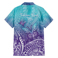Polynesia Suicide Prevention Month Family Matching Off Shoulder Maxi Dress and Hawaiian Shirt Butterfly Purple And Teal Ribbon Tomorrow Needs You LT14 - Polynesian Pride