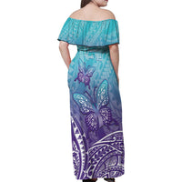 Polynesia Suicide Prevention Month Family Matching Off Shoulder Maxi Dress and Hawaiian Shirt Butterfly Purple And Teal Ribbon Tomorrow Needs You LT14 - Polynesian Pride