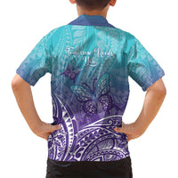 Polynesia Suicide Prevention Month Family Matching Summer Maxi Dress and Hawaiian Shirt Butterfly Purple And Teal Ribbon Tomorrow Needs You LT14 - Polynesian Pride