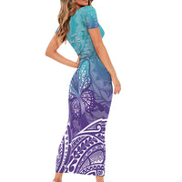 Polynesia Suicide Prevention Month Short Sleeve Bodycon Dress Butterfly Purple And Teal Ribbon Tomorrow Needs You LT14 - Polynesian Pride