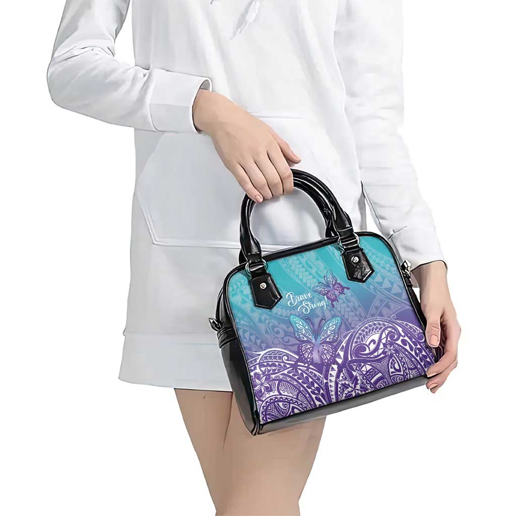 Polynesia Suicide Prevention Month Shoulder Handbag Butterfly Purple And Teal Ribbon Tomorrow Needs You