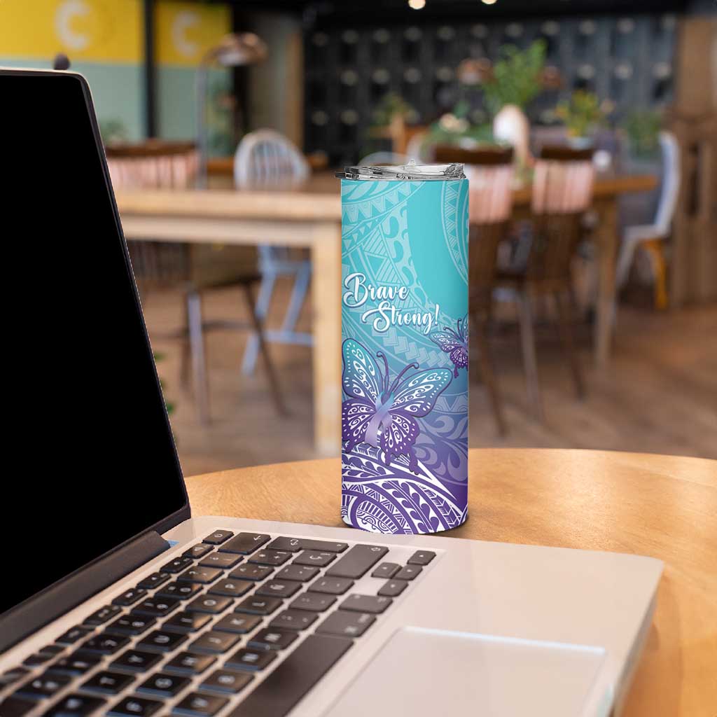 Polynesia Suicide Prevention Month Skinny Tumbler Butterfly Purple And Teal Ribbon Tomorrow Needs You LT14 - Polynesian Pride