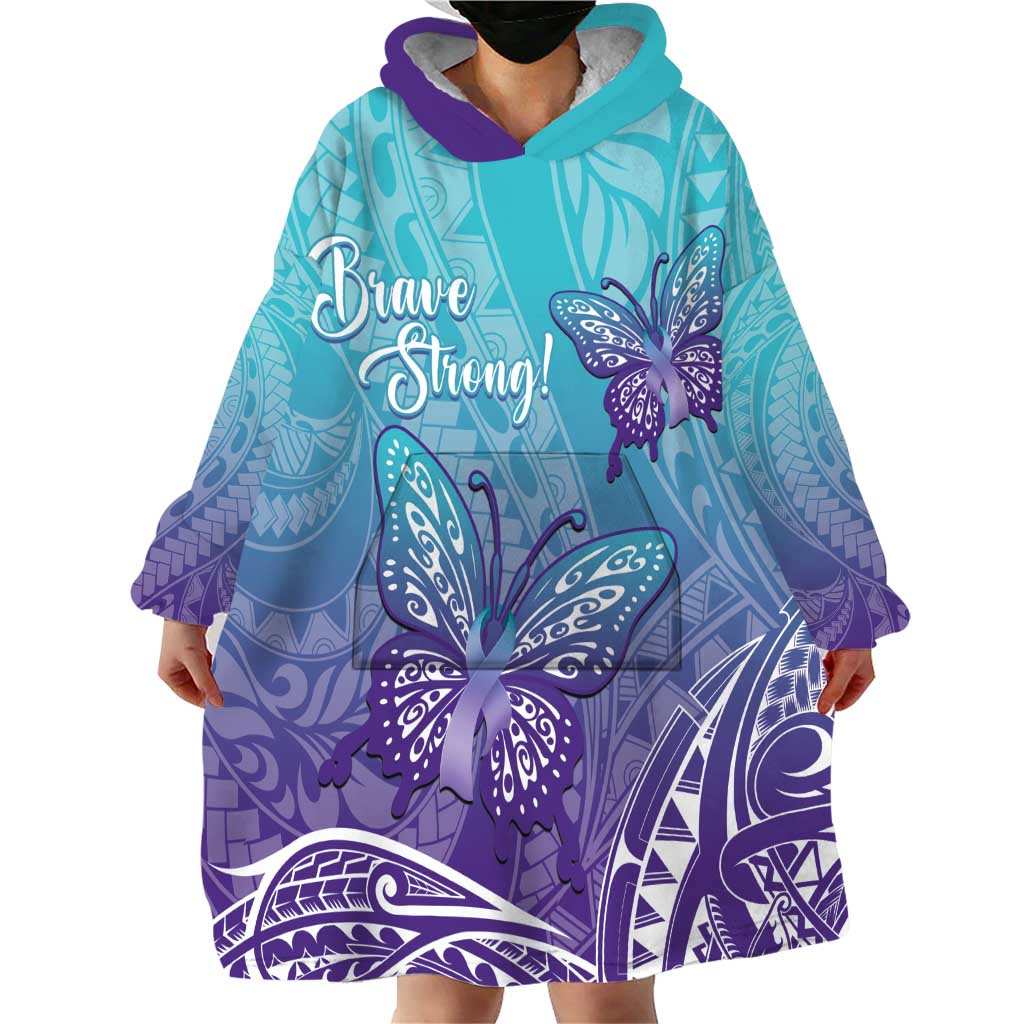 Polynesia Suicide Prevention Month Wearable Blanket Hoodie Butterfly Purple And Teal Ribbon Tomorrow Needs You LT14 - Polynesian Pride