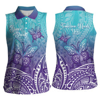 Polynesia Suicide Prevention Month Women Sleeveless Polo Shirt Butterfly Purple And Teal Ribbon Tomorrow Needs You LT14 - Polynesian Pride