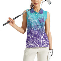 Polynesia Suicide Prevention Month Women Sleeveless Polo Shirt Butterfly Purple And Teal Ribbon Tomorrow Needs You LT14 - Polynesian Pride