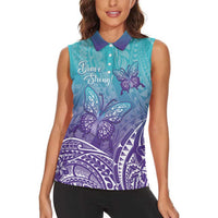 Polynesia Suicide Prevention Month Women Sleeveless Polo Shirt Butterfly Purple And Teal Ribbon Tomorrow Needs You LT14 - Polynesian Pride