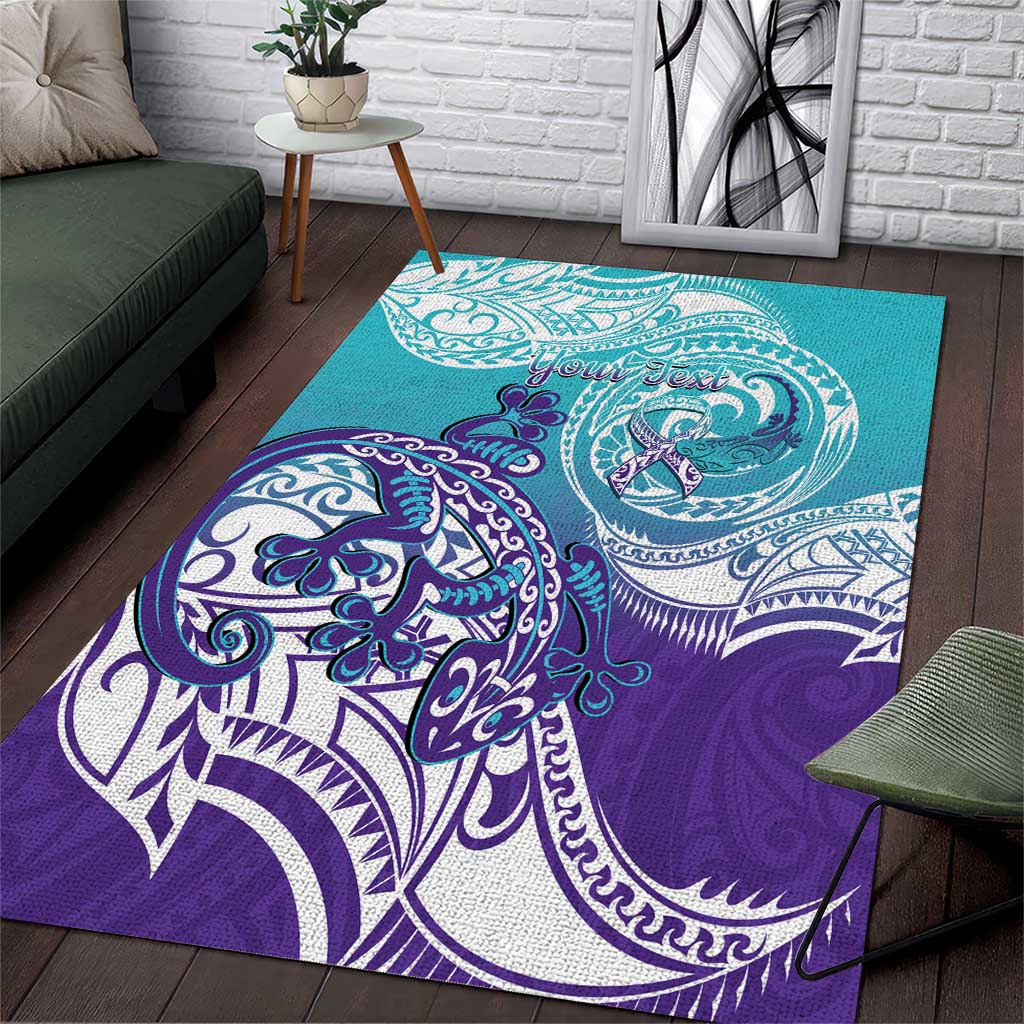 Personalised New Zealand Suicide Prevention Month Area Rug You Matter NZ Fern With Maori Koru Lizard LT14 Teal - Polynesian Pride