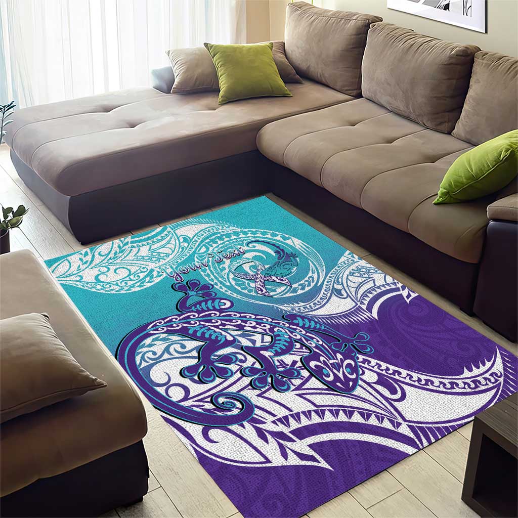 Personalised New Zealand Suicide Prevention Month Area Rug You Matter NZ Fern With Maori Koru Lizard LT14 - Polynesian Pride