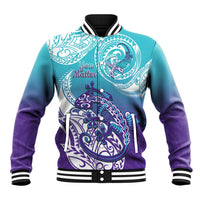 Personalised New Zealand Suicide Prevention Month Baseball Jacket You Matter NZ Fern With Maori Koru Lizard LT14 Unisex Teal - Polynesian Pride