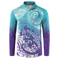 Personalised New Zealand Suicide Prevention Month Button Sweatshirt You Matter NZ Fern With Maori Koru Lizard LT14 Teal - Polynesian Pride