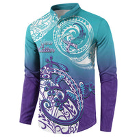 Personalised New Zealand Suicide Prevention Month Button Sweatshirt You Matter NZ Fern With Maori Koru Lizard LT14 - Polynesian Pride
