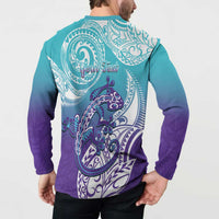 Personalised New Zealand Suicide Prevention Month Button Sweatshirt You Matter NZ Fern With Maori Koru Lizard LT14 - Polynesian Pride